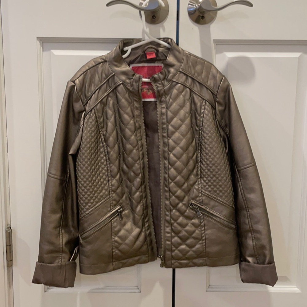 B Collection bronze vinyl kids moto jacket 10/12